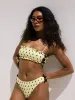 Jezebel Shirred Bow Bikini Top - Butter Spot sold by Lisa Says Gah