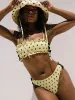Jezebel Shirred Bow Bikini Top - Butter Spot sold by Lisa Says Gah