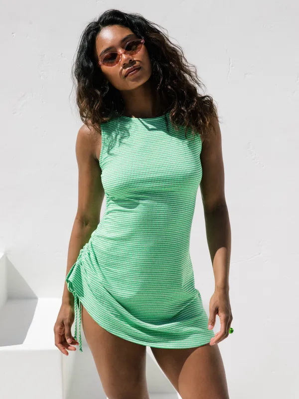 Cher Dress - Pesto Gingham sold by Lisa Says Gah