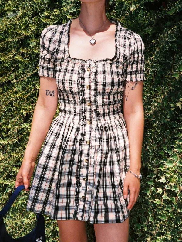 Mansi Mini Dress - Butter Check made by Damson Madder