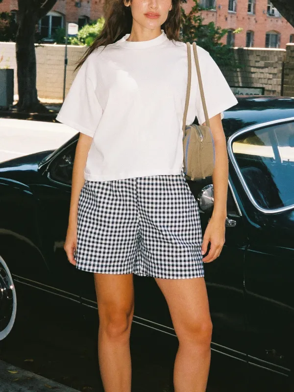 City Shorts - Navy Gingham sold by Lisa Says Gah