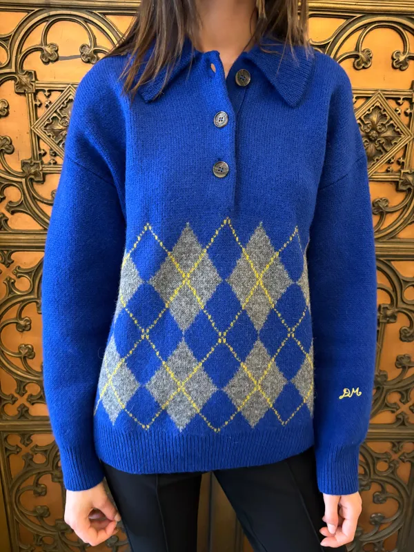 Saskia Slouchy Rugby Jumper - Bold Argyle sold by Lisa Says Gah