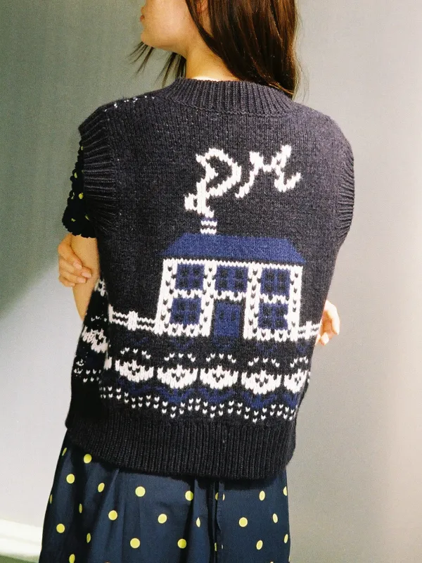 Rhona Tank - Navy House made by Damson Madder