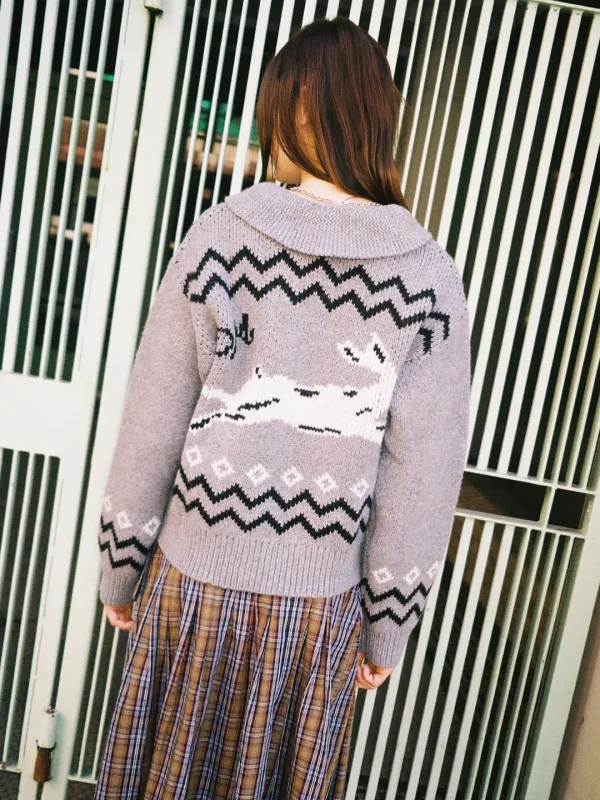 Cecily Collar Cardigan - Bunny Intarsia sold by Lisa Says Gah
