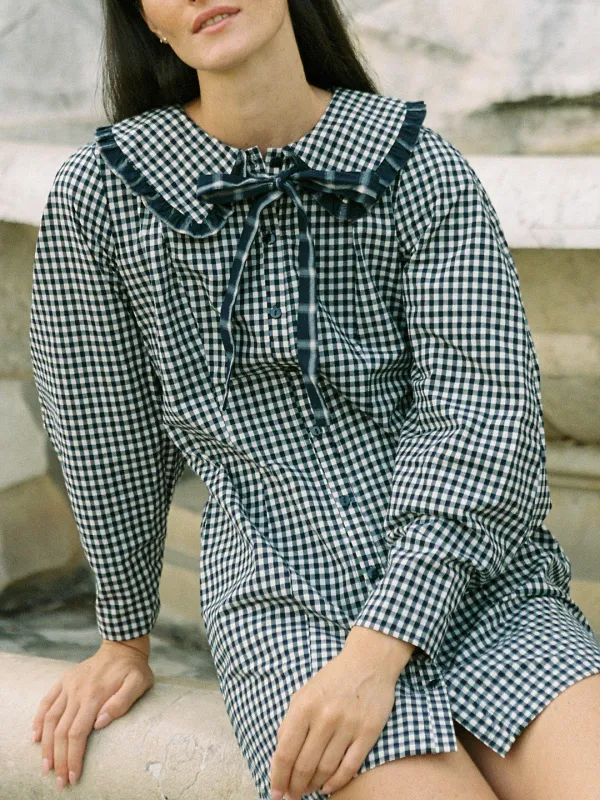 Piper Dress - Midnight Check Mix made by Lisa Says Gah