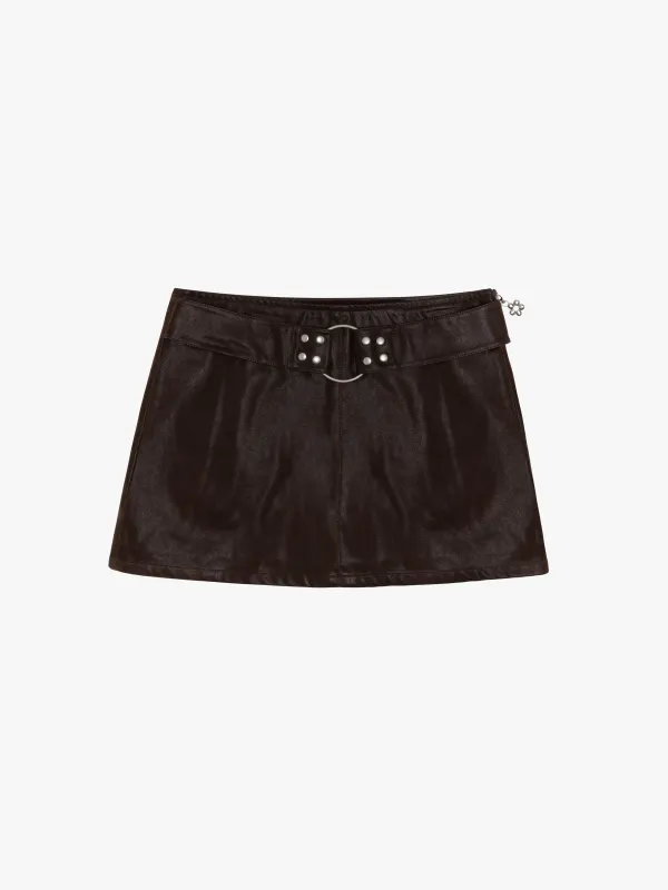 Winona Mini Skort - Mocha Suede sold by Lisa Says Gah