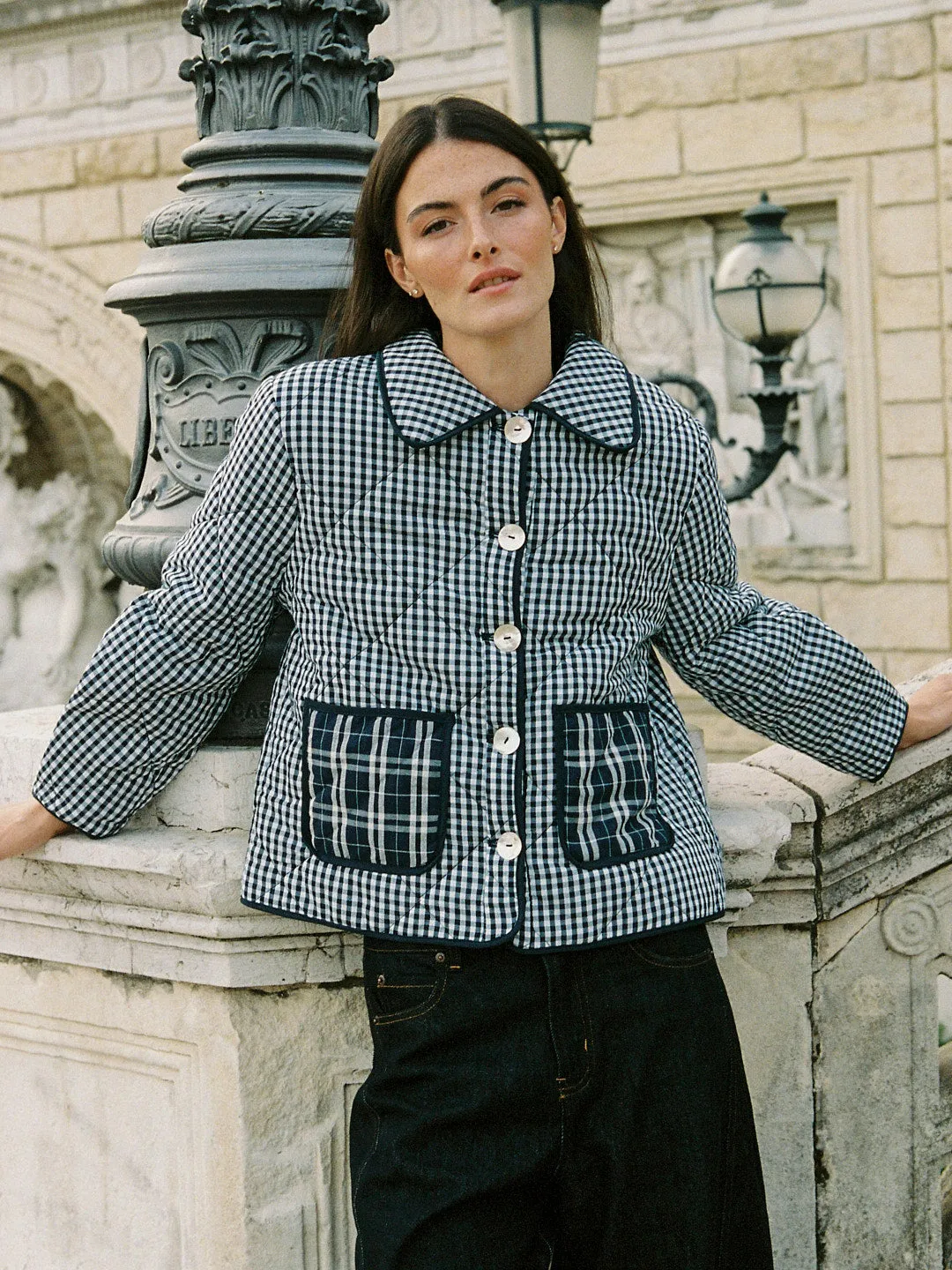 Lyra Quilted Jacket - Midnight Check Mix sold by Lisa Says Gah product image thumbnail 4