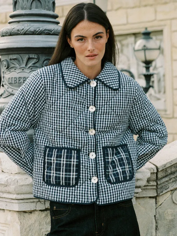 Lyra Quilted Jacket - Midnight Check Mix sold by Lisa Says Gah