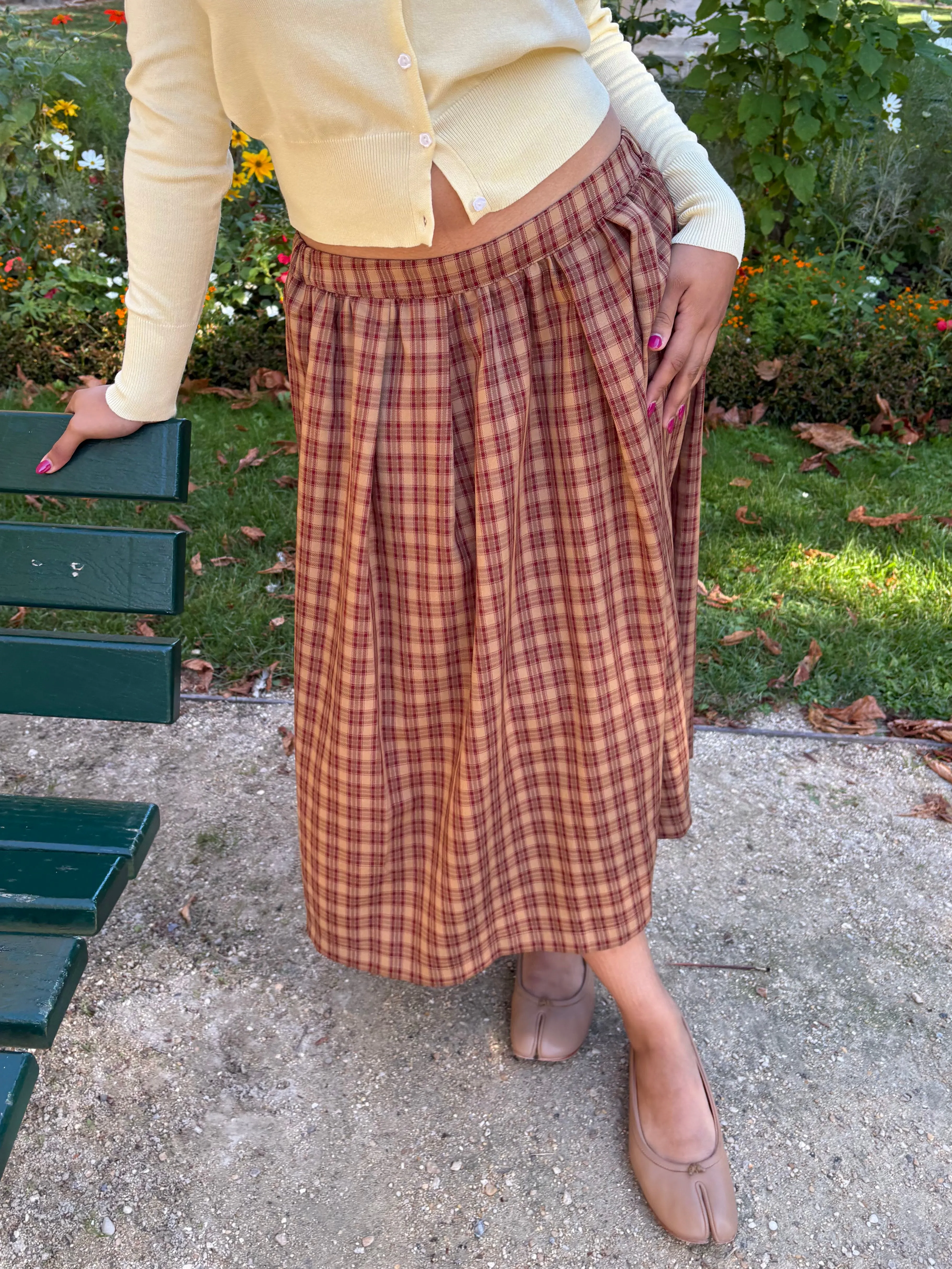 Irene Midi Skirt - Brown Plaid sold by Lisa Says Gah