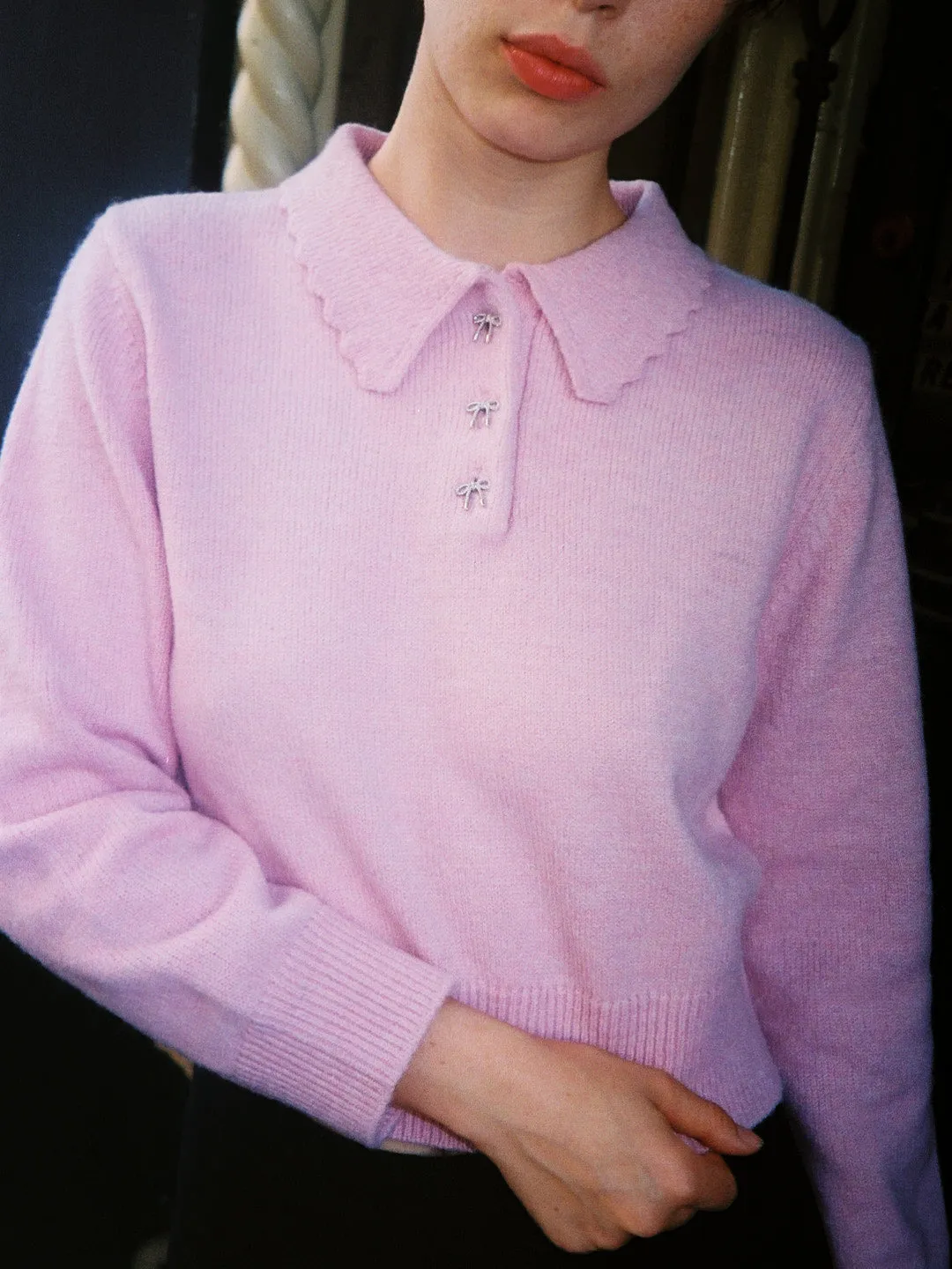 Posey Polo Sweater - Ballet Pink sold by Lisa Says Gah product image thumbnail 2
