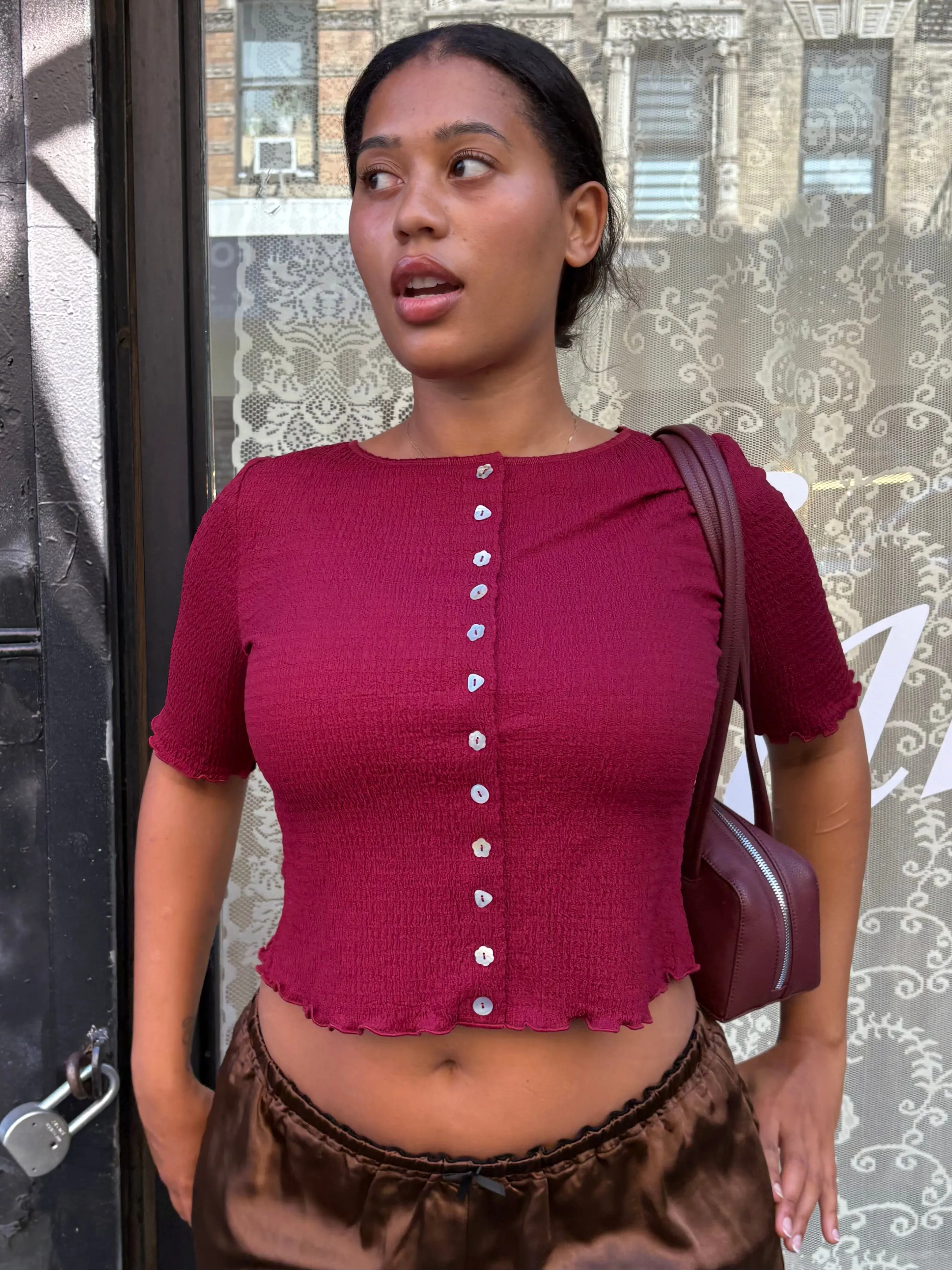 Summer Short Sleeve Top - Merlot sold by Lisa Says Gah