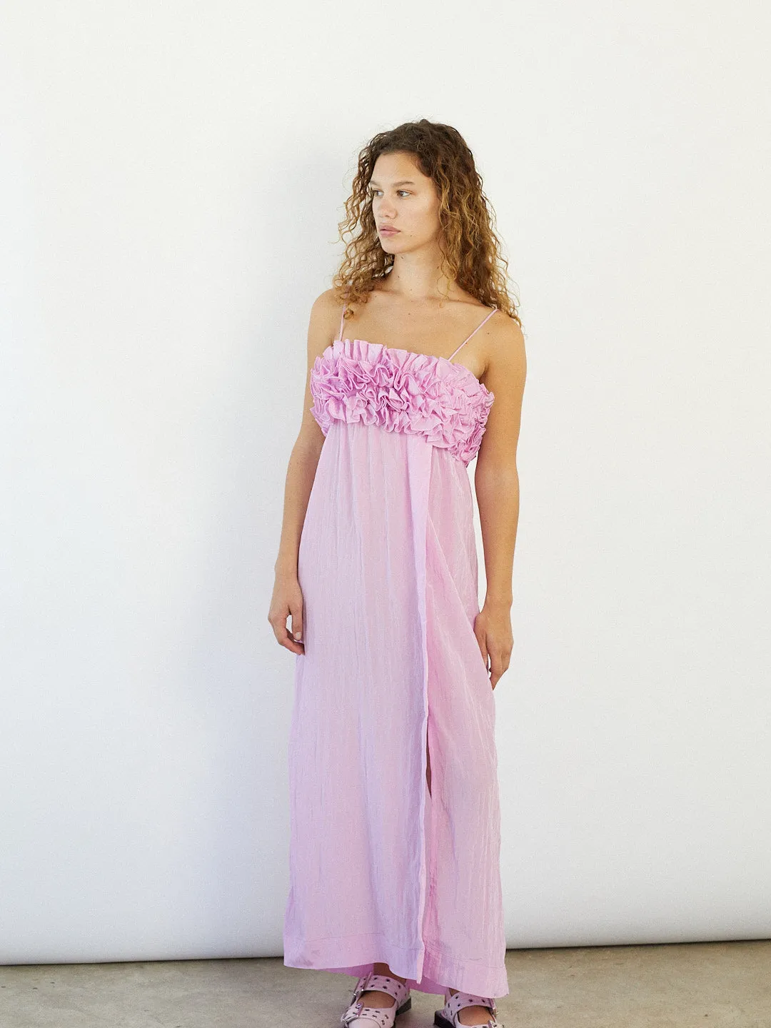 Shiny Tech Strap Midi Dress - Lilac sold by Lisa Says Gah product image thumbnail 2