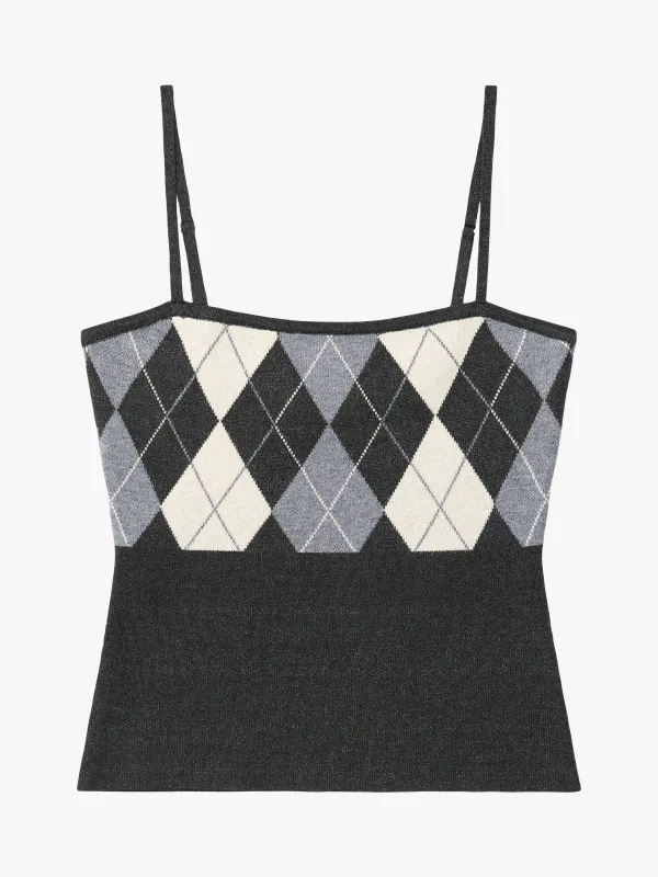 Emi Tank - Grey Argyle sold by Lisa Says Gah