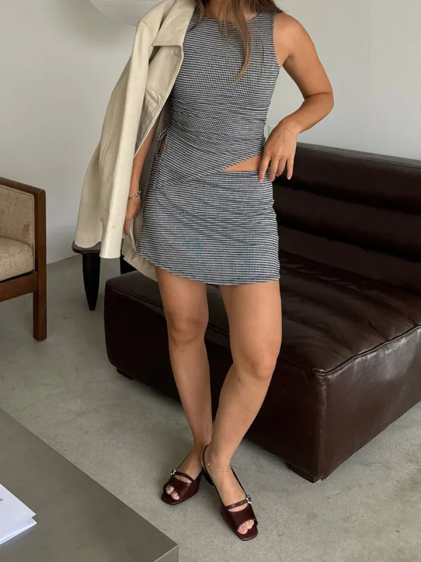 Darcy Skort - Caviar Gingham sold by Lisa Says Gah