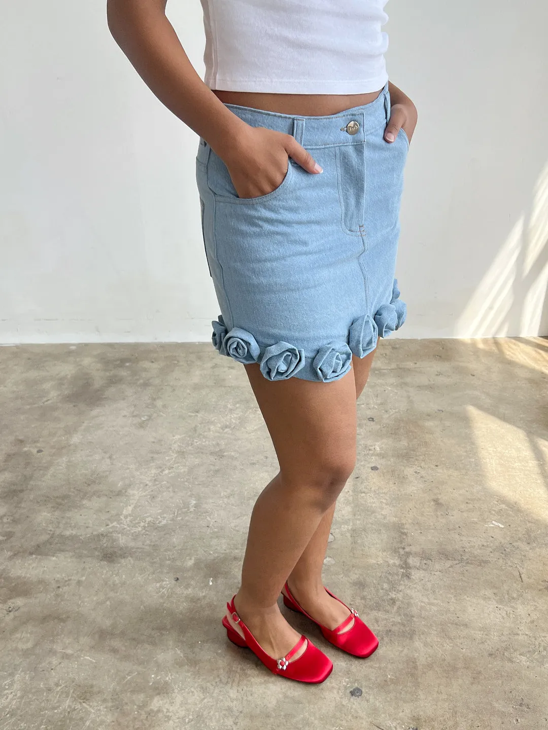 Ira Roses Skirt - Denim sold by Lisa Says Gah product image thumbnail 3