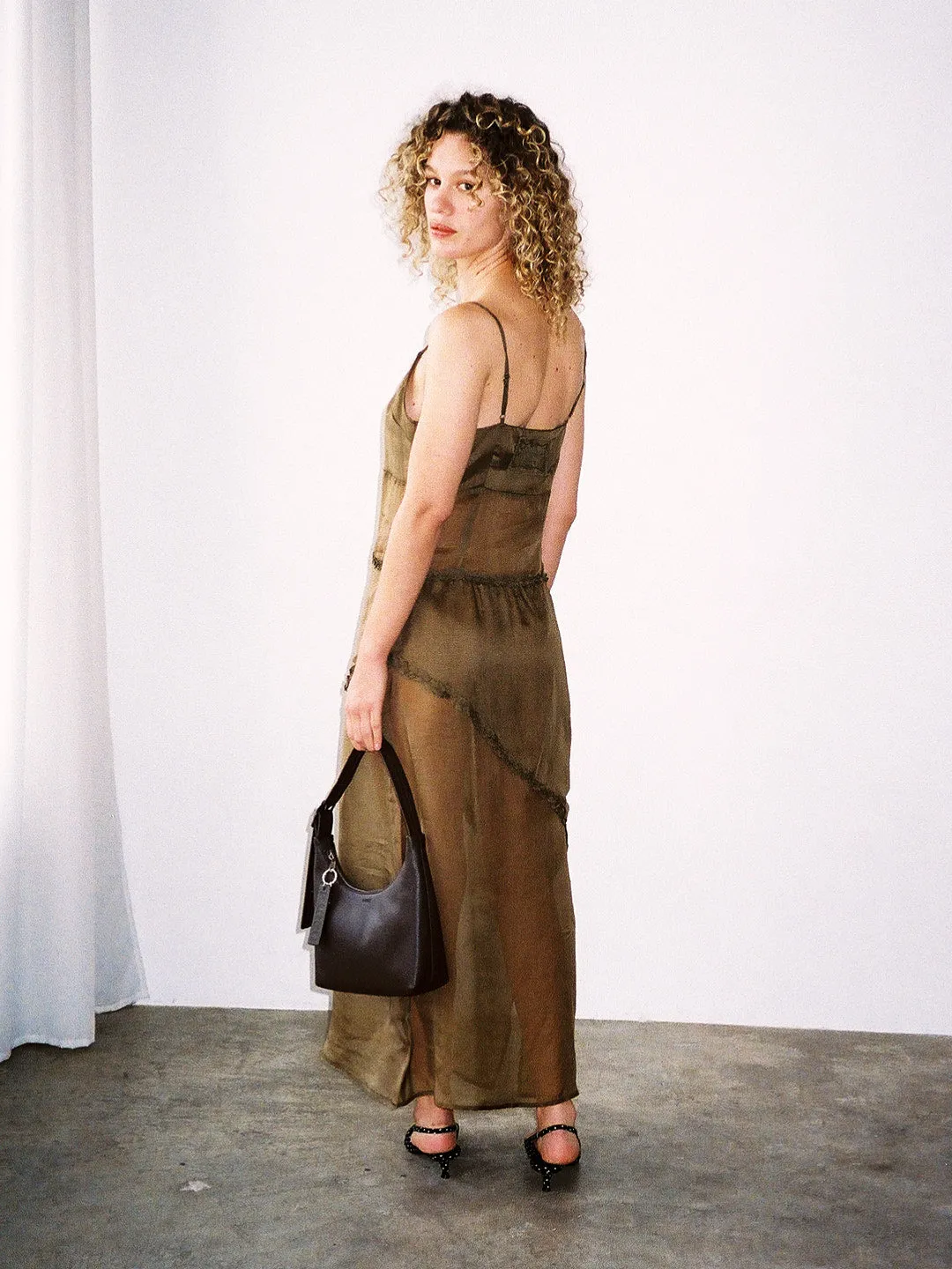 Sasha Ruffle Slip Dress - Sheer Olive sold by Lisa Says Gah product image thumbnail 4