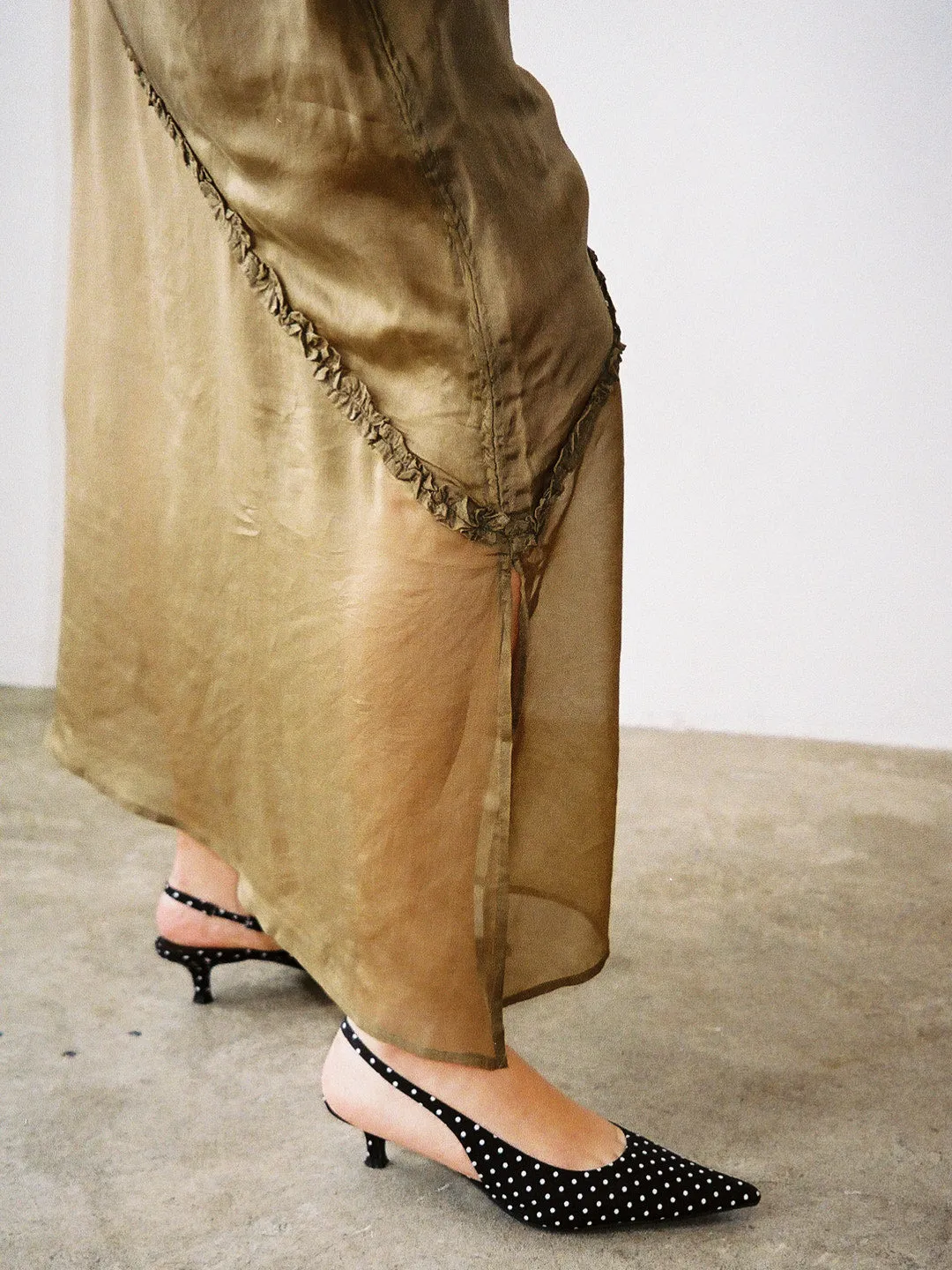 Sasha Ruffle Slip Dress - Sheer Olive sold by Lisa Says Gah product image thumbnail 3