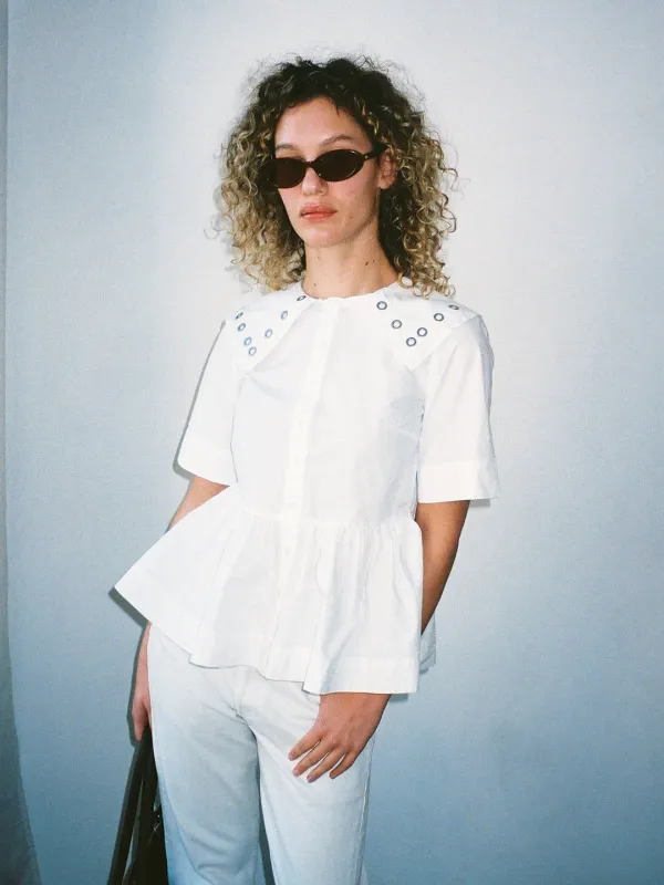 Cyrus Eyelet Blouse - White made by Damson Madder