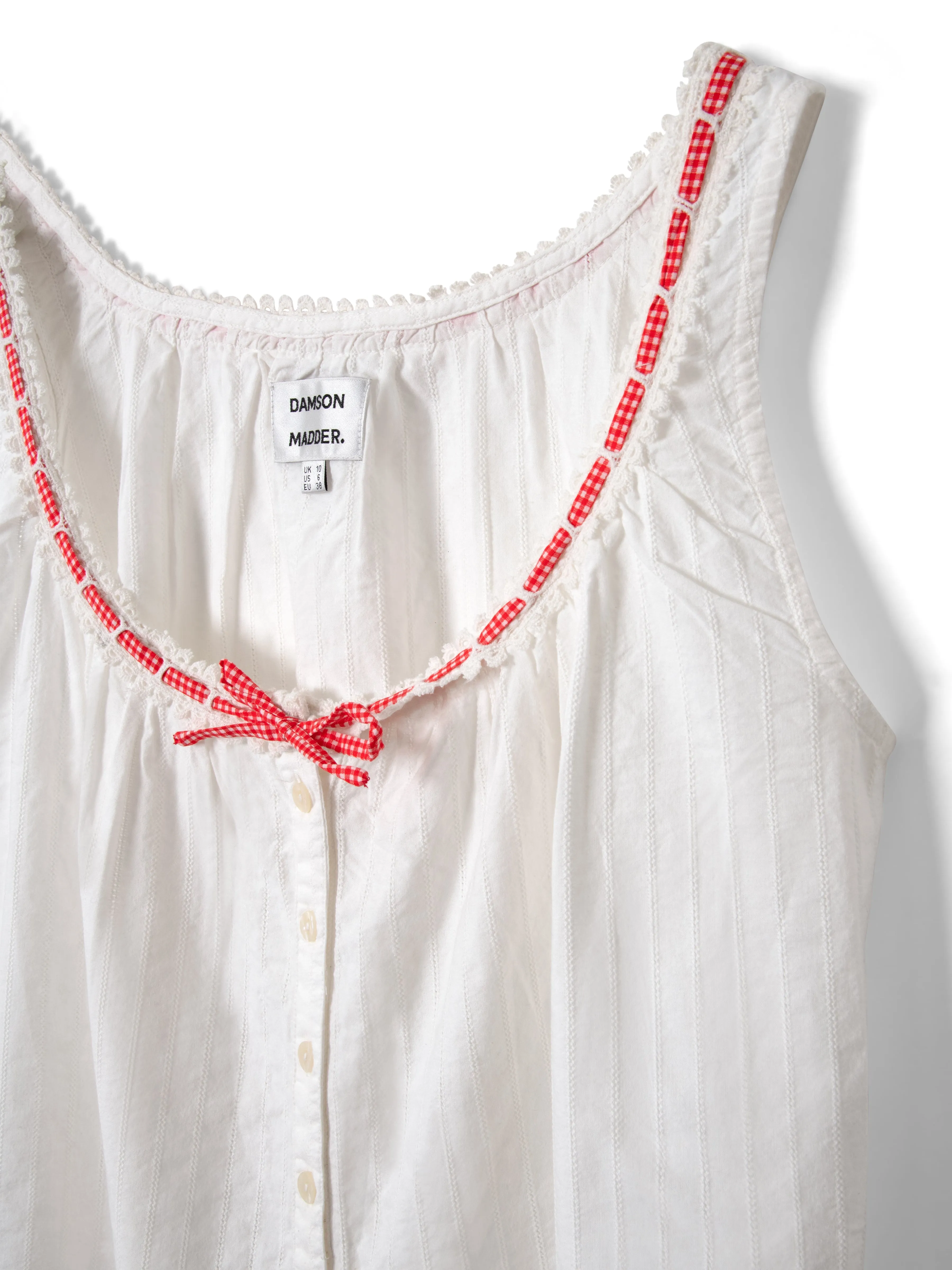 Elodie Cami - White with Red Gingham Tie sold by Lisa Says Gah product image thumbnail 3