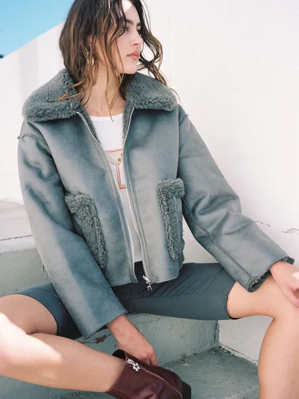 Vera Shearling Aviator - Grey sold by Lisa Says Gah
