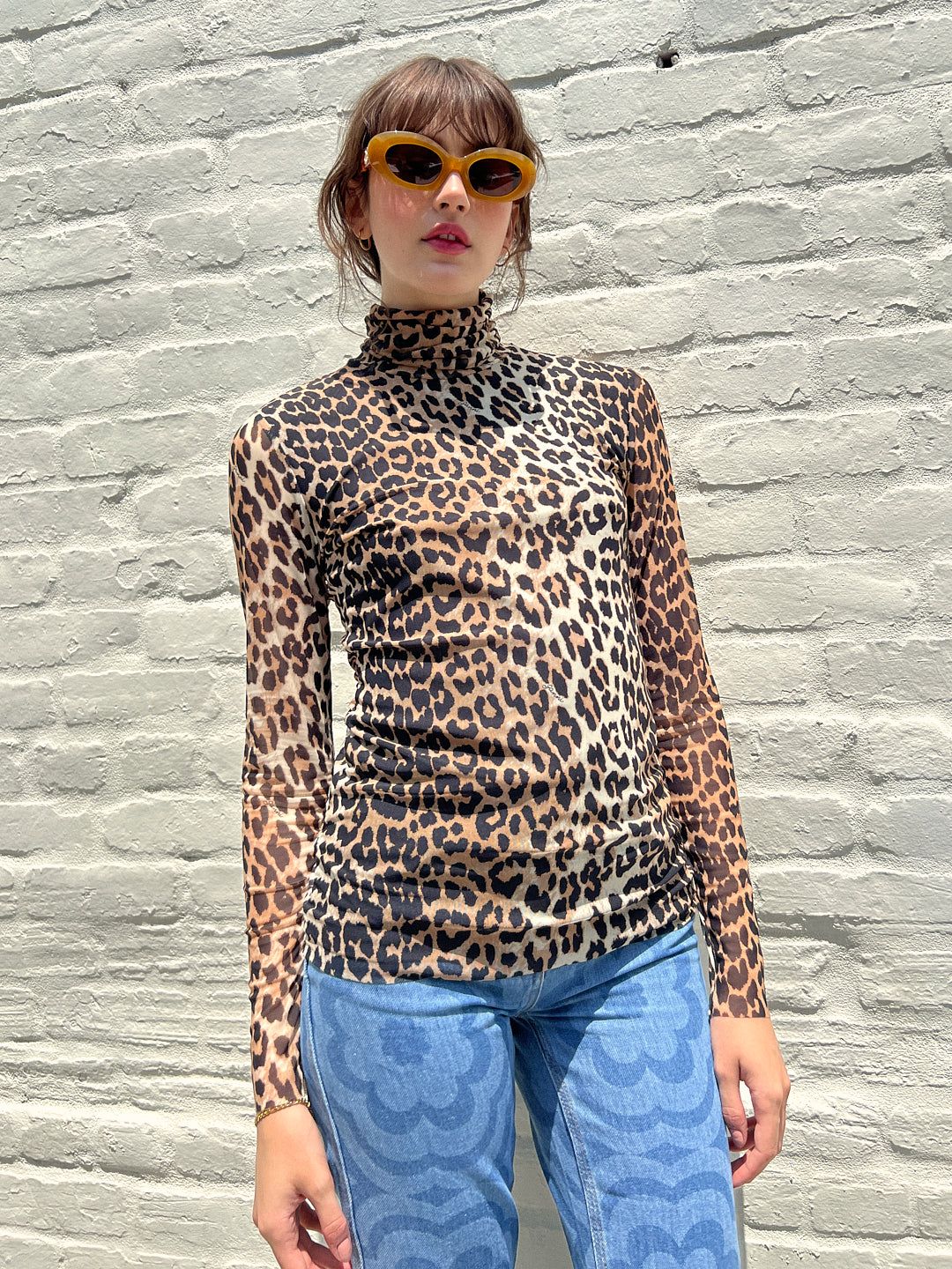 Printed Mesh Rollneck Top - Leopard sold by Lisa Says Gah product image thumbnail 3