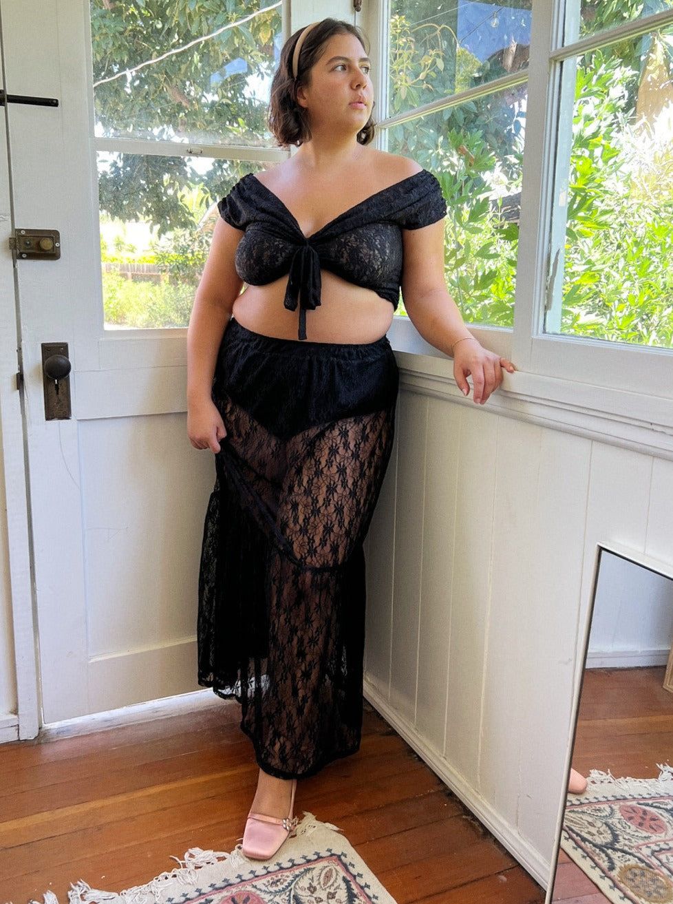 Luna Crop Top - Caviar Lace sold by Lisa Says Gah product image thumbnail 3