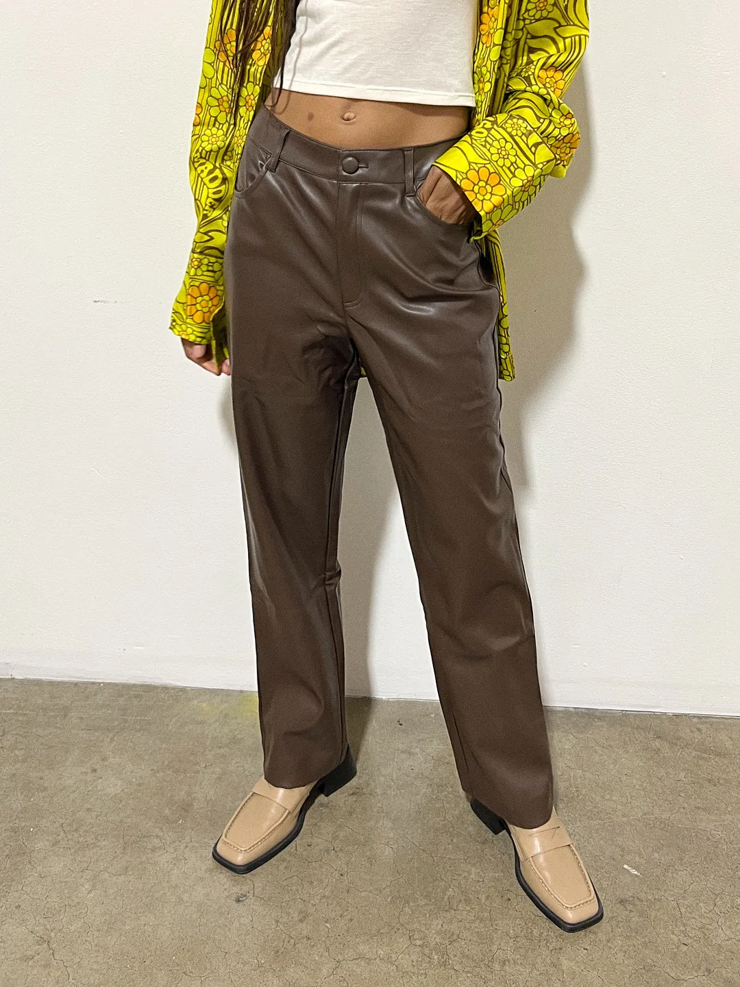 Vegan Leather Trousers - Brown sold by Lisa Says Gah product image thumbnail 5