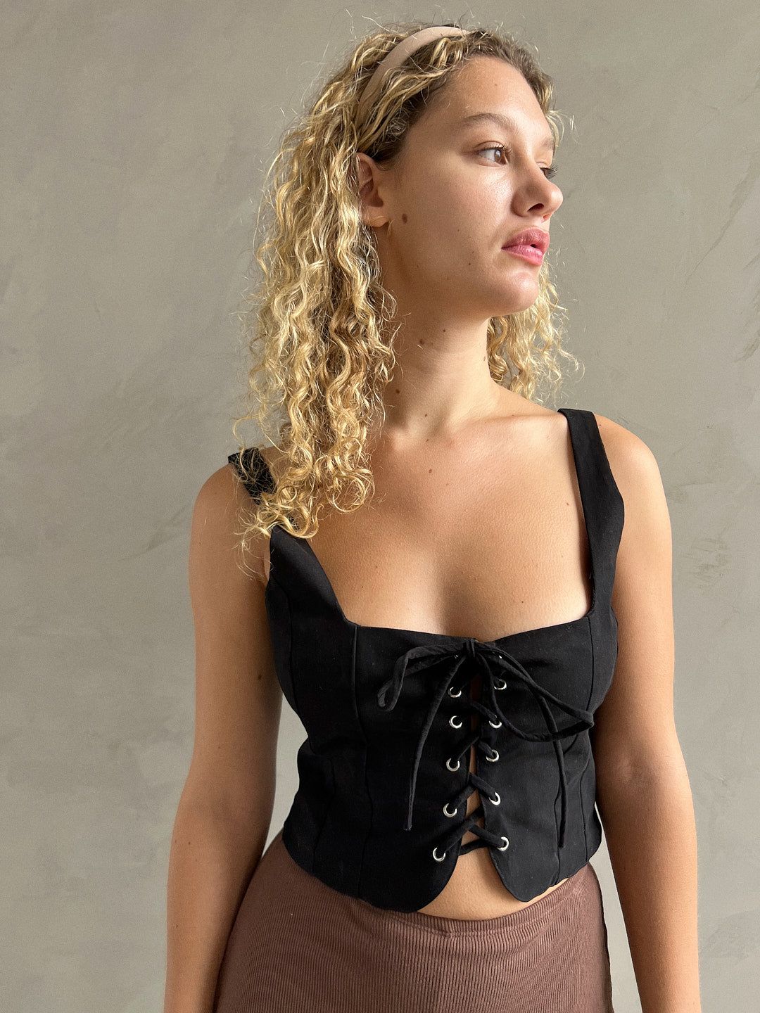 Ophelia Corset Top - Caviar Twill sold by Lisa Says Gah