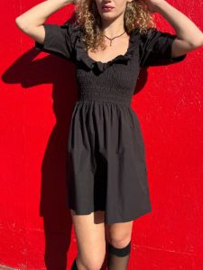 Cotton Poplin Smock Mini Dress - Black sold by Lisa Says Gah