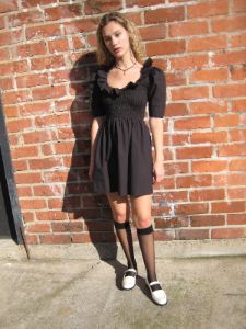 Cotton Poplin Smock Mini Dress - Black sold by Lisa Says Gah