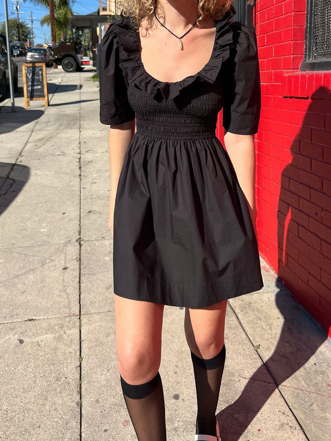 Cotton Poplin Smock Mini Dress - Black sold by Lisa Says Gah