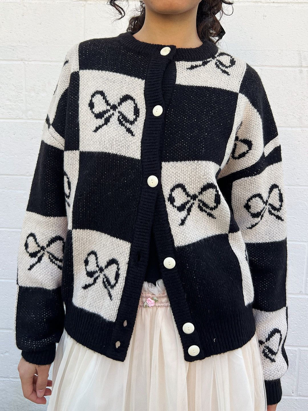 Lauda Cardi - Onyx Bow Check sold by Lisa Says Gah product image thumbnail 4