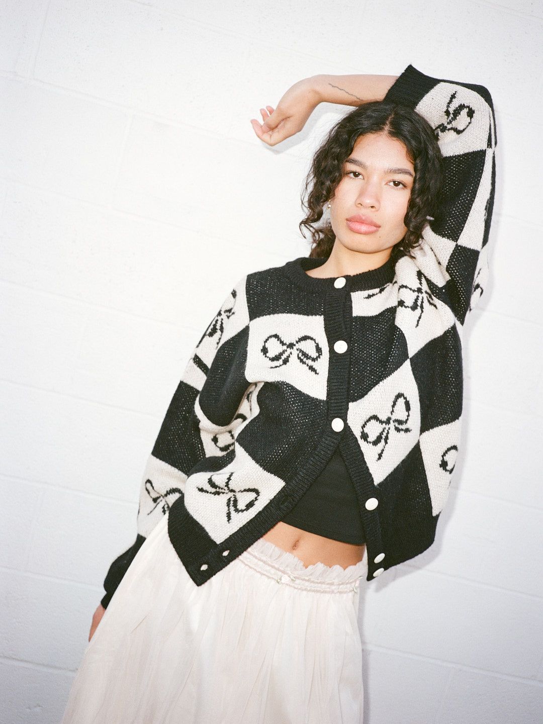 Lauda Cardi - Onyx Bow Check sold by Lisa Says Gah product image thumbnail 3