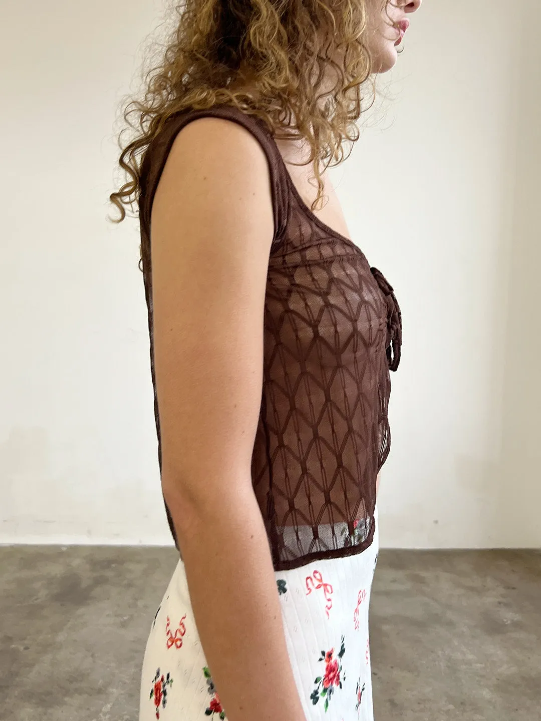 Geo Lace Tie Front Top - Brown sold by Lisa Says Gah product image thumbnail 5