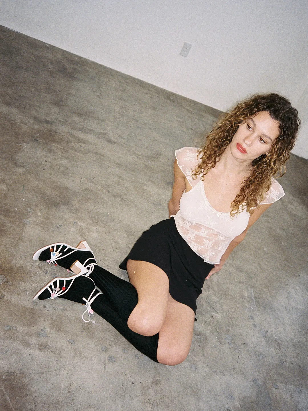 Floral Lace Flutter Sleeve Top - Cream sold by Lisa Says Gah product image thumbnail 4