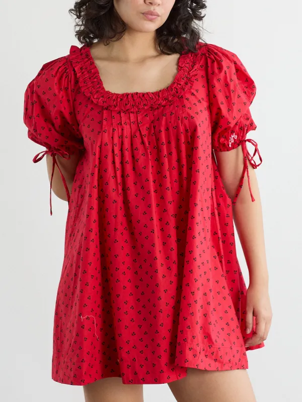 Jemima Mini Dress - Red Cherries made by Damson Madder