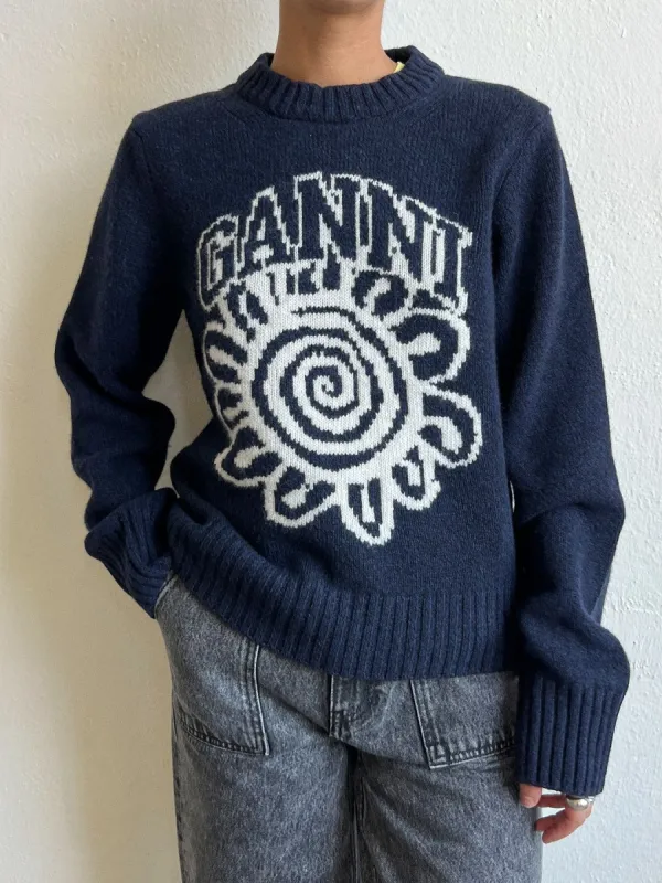 Graphic O-Neck Pullover Flower - Sky Captain sold by Lisa Says Gah