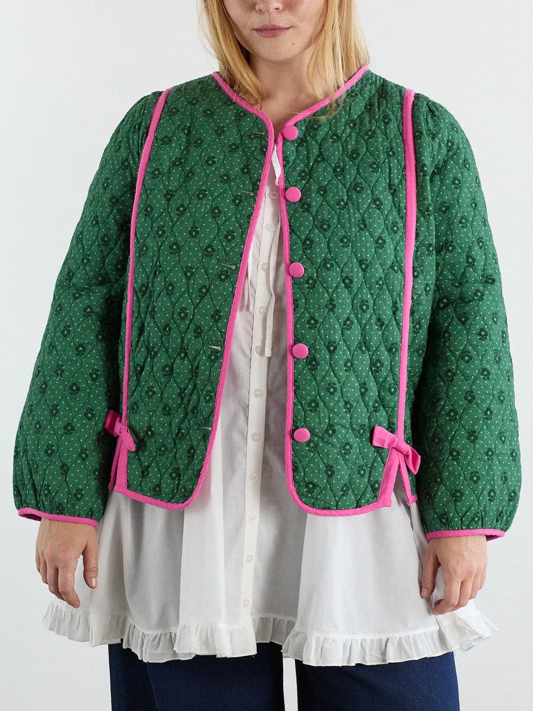 Diana Quilted Jacket - Khaki/ Pink sold by Lisa Says Gah