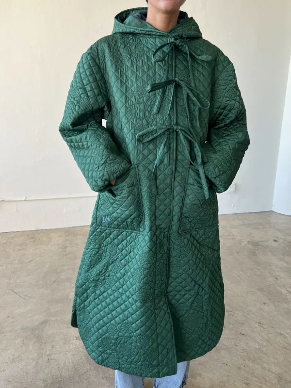 Sadie Quilted Coat - Green sold by Lisa Says Gah