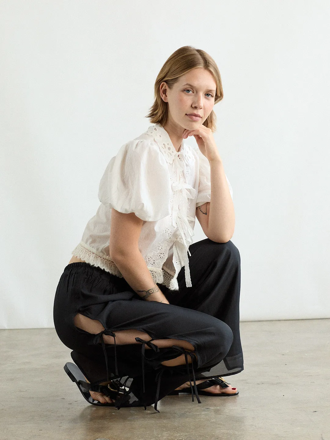 Evelyn Tie Pant - Black Organza sold by Lisa Says Gah product image thumbnail 5