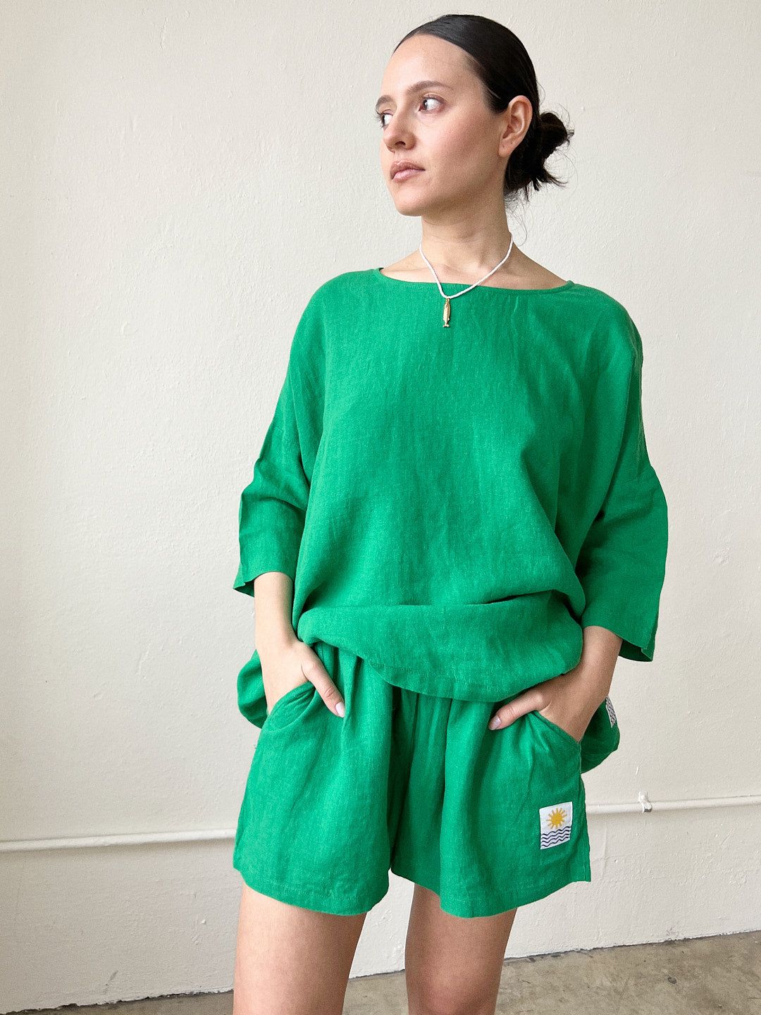 Basic Linen Short - Grass sold by Lisa Says Gah product image thumbnail 5