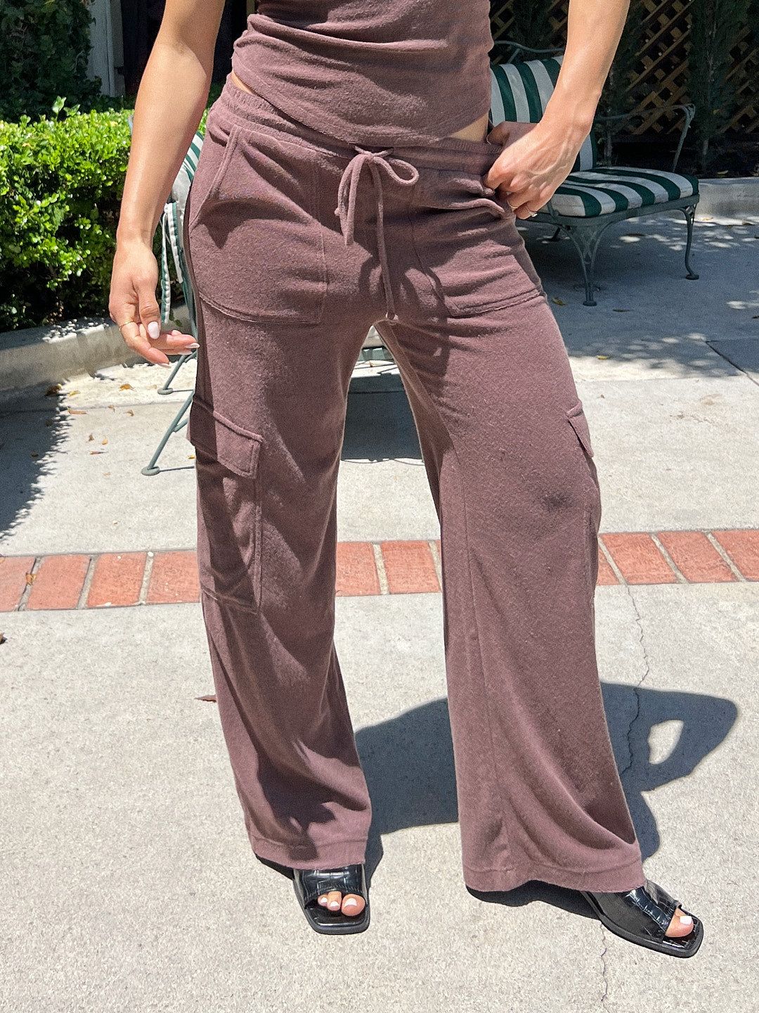 Terrycloth Cargo Pant - Chocolate sold by Lisa Says Gah