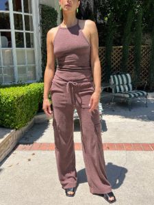 Terrycloth Cargo Pant - Chocolate sold by Lisa Says Gah