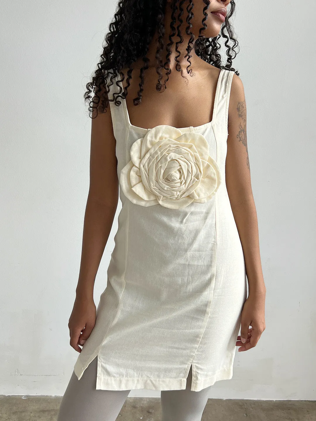 Marina Linen Dress - Ivory sold by Lisa Says Gah