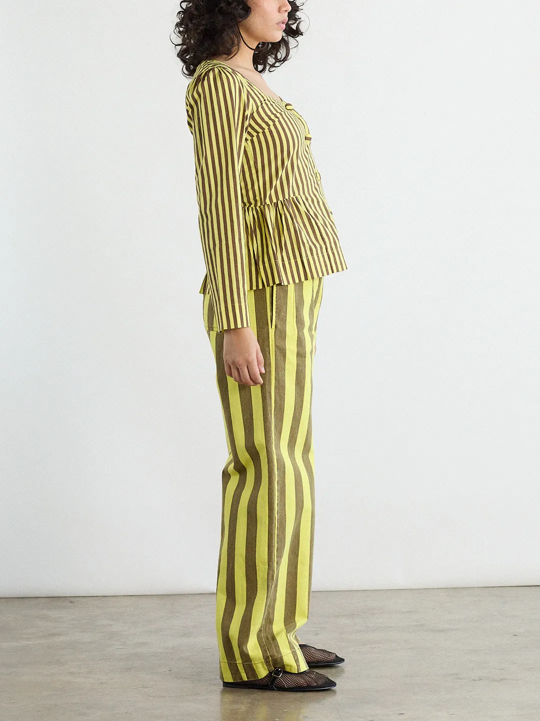 Eloise Stripe Blouse - Yellow/ Choc Stripe sold by Lisa Says Gah product image thumbnail 3