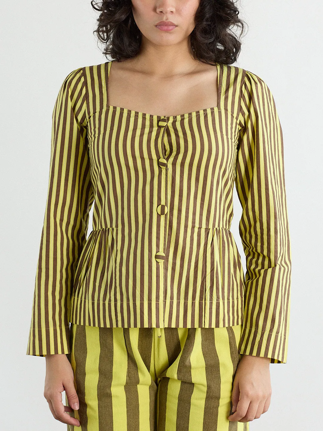 Eloise Stripe Blouse - Yellow/ Choc Stripe sold by Lisa Says Gah product image thumbnail 4