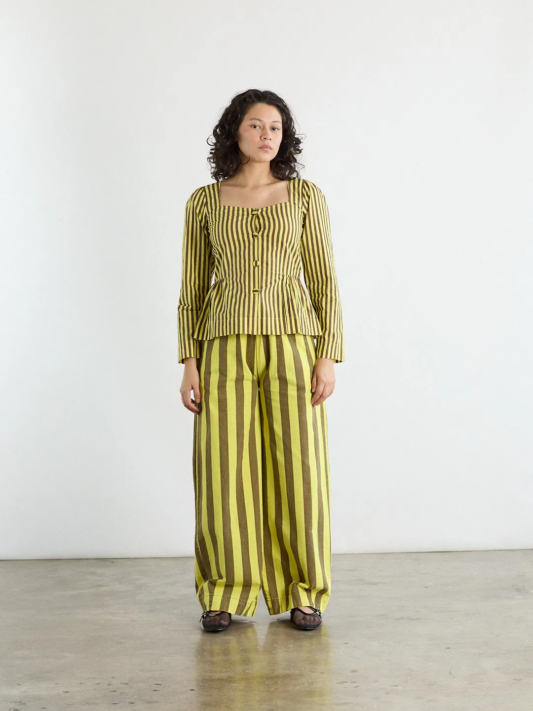 Eloise Stripe Blouse - Yellow/ Choc Stripe sold by Lisa Says Gah product image thumbnail 2