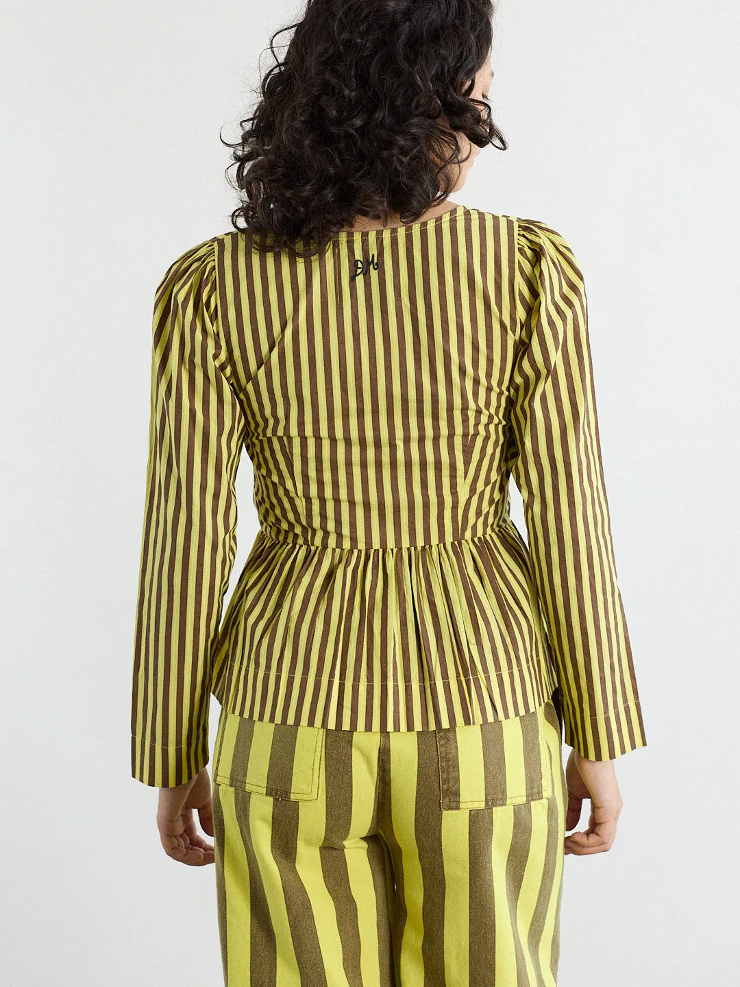 Eloise Stripe Blouse - Yellow/ Choc Stripe sold by Lisa Says Gah product image thumbnail 5