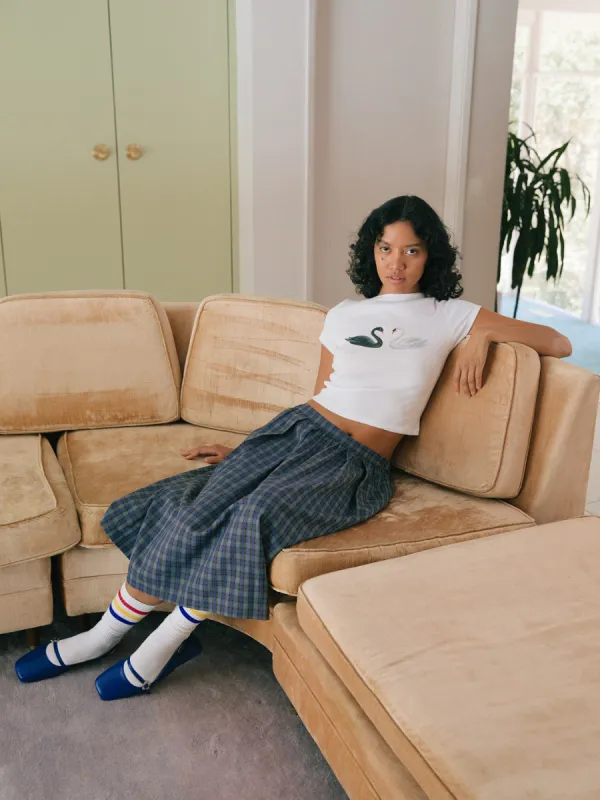 Irene Midi Skirt - Grey Plaid sold by Lisa Says Gah