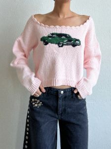 Car Sweater - Pink/Green sold by Lisa Says Gah